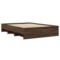 Berkfield Bed Frame Without Mattress Brown Oak 140X200 Cm Engineered Wood - thumbnail 4