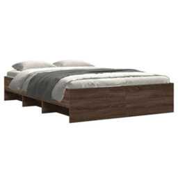 Berkfield Bed Frame Without Mattress Brown Oak 140X200 Cm Engineered Wood - thumbnail 3