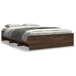 Berkfield Bed Frame Without Mattress Brown Oak 140X200 Cm Engineered Wood - thumbnail 2