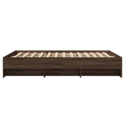 Berkfield Bed Frame Without Mattress Brown Oak 140X200 Cm Engineered Wood - thumbnail 6
