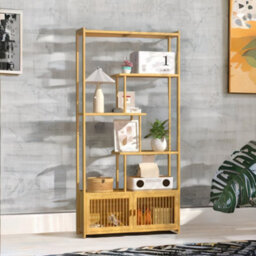 BMBO Wooden Bookcase Storage Cabinet Open Shelving Unit Brown - thumbnail 6