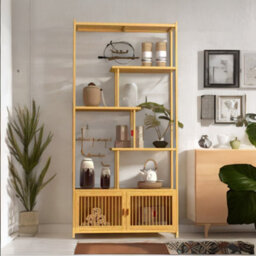 BMBO Wooden Bookcase Storage Cabinet Open Shelving Unit Brown - thumbnail 5