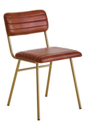 Orsina Tan Leather Dining Chair, Sturdy Dining Room Chair, Leather Effect Accent Chair For Home, Office - thumbnail 2