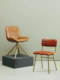 Orsina Tan Leather Dining Chair, Sturdy Dining Room Chair, Leather Effect Accent Chair For Home, Office - thumbnail 5