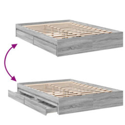 Berkfield Bed Frame With Drawers Without Mattress Grey Sonoma 140X200 Cm - thumbnail 7