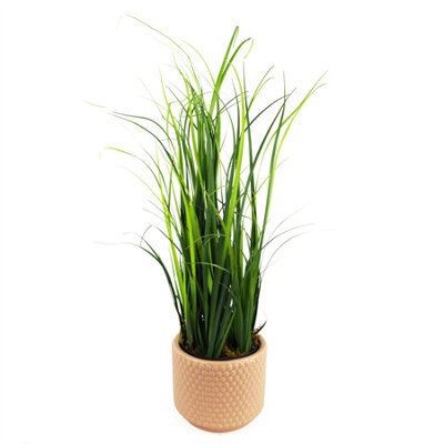 Leaf 60Cm Artificial Grass Plant With Peach Dusty Pink Ceramic Planter - image 1