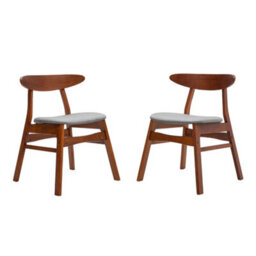 Darphe Set Of 2 Dining Chairs With Walnut Wooden Legs