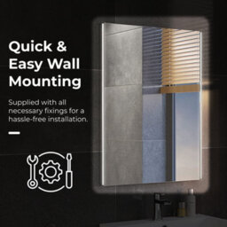Ibathuk Glowvia Wall Mounted Led Illuminated Mirror, Modern Mirror For Bathroom With Touch Sensor & Demister Pad, 600 X 800mm - thumbnail 5