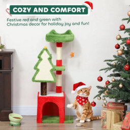 103Cm Christmas Cat Tower With Scratching Post And Board, Green - thumbnail 5