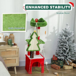 103Cm Christmas Cat Tower With Scratching Post And Board, Green - thumbnail 4