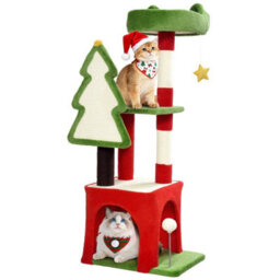 103Cm Christmas Cat Tower With Scratching Post And Board, Green - thumbnail 1