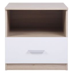 Hadwell Matt White & Natural Oak Effect 1 Drawer Bedside Table (H)412mm (W)400mm (D)400mm - thumbnail 3