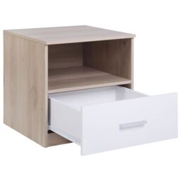 Hadwell Matt White & Natural Oak Effect 1 Drawer Bedside Table (H)412mm (W)400mm (D)400mm - thumbnail 4