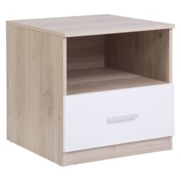 Hadwell Matt White & Natural Oak Effect 1 Drawer Bedside Table (H)412mm (W)400mm (D)400mm - thumbnail 2