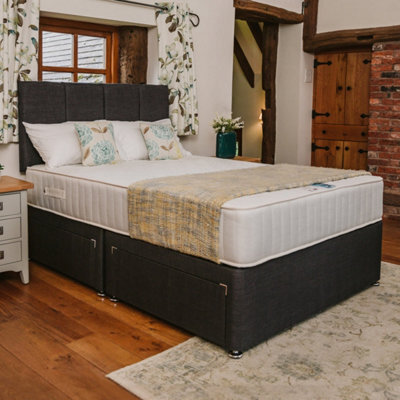 Divan Base Direct Topaz Back Care Orthopaedic Sprung Divan Bed Set 6Ft Super King 4 Drawers Continental - Naples Slate - image 1