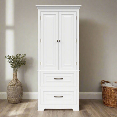 Teamson Home Tall Linen Tower Cabinet With 2 Doors, 2 Drawers & Shelves - image 1