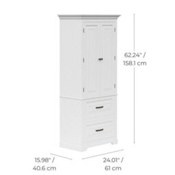 Teamson Home Tall Linen Tower Cabinet With 2 Doors, 2 Drawers & Shelves - thumbnail 9