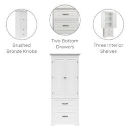 Teamson Home Tall Linen Tower Cabinet With 2 Doors, 2 Drawers & Shelves - thumbnail 8