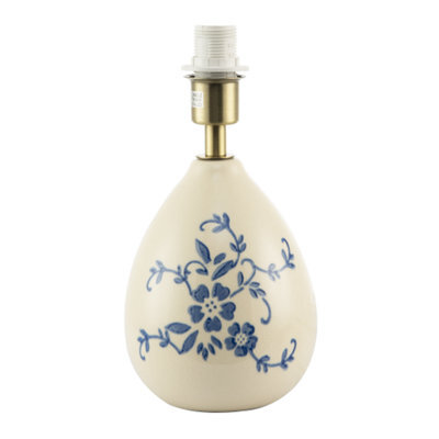 Happy Homewares Hand Painted Blue Floral Themed Ceramic Table Lamp Base With Switch - image 1