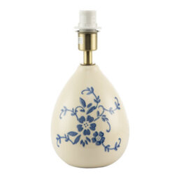 Happy Homewares Hand Painted Blue Floral Themed Ceramic Table Lamp Base With Switch