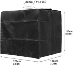 Water Tank Cover, Ibc Cover For 1000L Tank, Dustproof, Uv Resistant, Rainproof, 120X100X116Cm (Black) - thumbnail 2