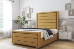 "Sloomy Ashford Mustard Plush Bed Frame With 50"" Upholstered Headboard 6' Super King" - thumbnail 2