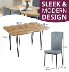 Hallowood Furniture Cullompton Large Dining Table (1.2M) With 4 Light Grey Faux Leather Chairs - thumbnail 3