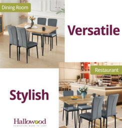 Hallowood Furniture Cullompton Large Dining Table (1.2M) With 4 Light Grey Faux Leather Chairs - thumbnail 6