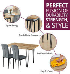 Hallowood Furniture Cullompton Large Dining Table (1.2M) With 4 Light Grey Faux Leather Chairs - thumbnail 2