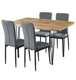 Hallowood Furniture Cullompton Large Dining Table (1.2M) With 4 Light Grey Faux Leather Chairs - thumbnail 8