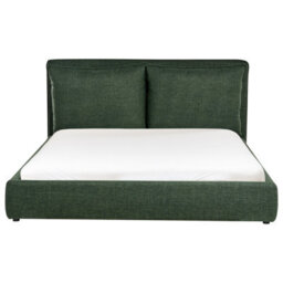 Beliani Bed Fabric Bajonna 160 X 200 Cm (Eu King Size) Dark Green - thumbnail 5