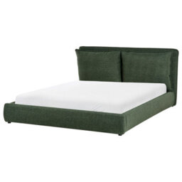 Beliani Bed Fabric Bajonna 160 X 200 Cm (Eu King Size) Dark Green - thumbnail 1