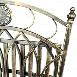 Outdoor Vintage Bistro Set, 2 Folding Chairs And Round Table - Ornate Wrought Iron Design, Fully Assembly, Black Antique Finish - thumbnail 3