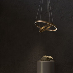 Luminosa Lighting Luminosa Modern Rim Integrated Led Brass 2 Tier Circular Pendant Ceiling Light - thumbnail 2