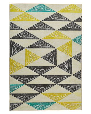 Beliani Scandi Geometric Area Rug Grey And Yellow 140 X 200 Cm Low Pile - image 1