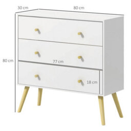 Homcom Chest Of Drawers, 3 Drawer Unit Storage Cabinet Bedroom Living Room - thumbnail 3