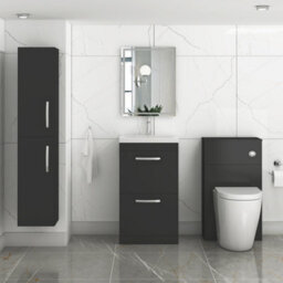 Royal Bathrooms Turin 500mm Matt Black Floor Standing Vanity Unit 2 Drawer With Mid-Edge Basin - thumbnail 4