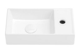 Impact Furniture Bathroom Cloakroom Vanity Unit 400mm Small Sink Cabinet Ribbed Fluted  White Modern Wall Hung Basin Slimline Narrow Adel - thumbnail 6