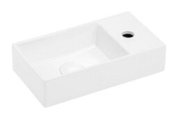 Impact Furniture Bathroom Cloakroom Vanity Unit 400mm Small Sink Cabinet Ribbed Fluted  White Modern Wall Hung Basin Slimline Narrow Adel - thumbnail 5