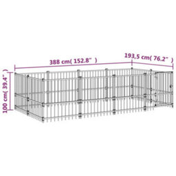 Vidaxl Outdoor Dog Kennel Steel 7.51 M² - thumbnail 3