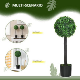 Homcom Set Of 2 Potted Artificial Plants Boxwood Ball Trees Indoor Outdoor, 60Cm - thumbnail 5