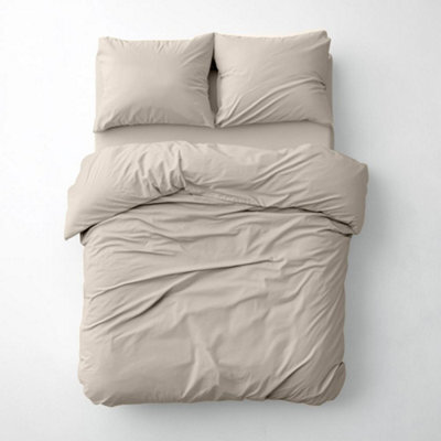 Where Saints Go Ltd Duvet Cover & Pillowcase Set - Natural Stone - Washed Cotton - Double - image 1