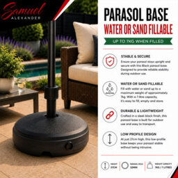 Samuel Alexander 7Kg Or 7 Litre Capacity Water Filled Garden Parasol Umbrella Base In Black - thumbnail 8