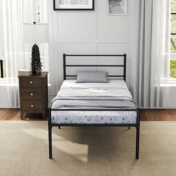 Single Size Bed Frame Modern Platform Bed With Metal Slat Support - thumbnail 4
