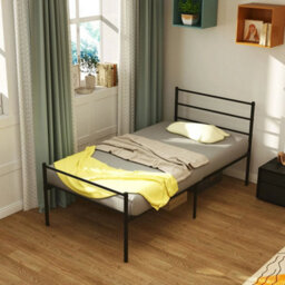Single Size Bed Frame Modern Platform Bed With Metal Slat Support - thumbnail 5