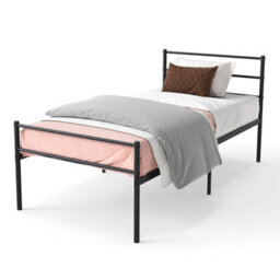Single Size Bed Frame Modern Platform Bed With Metal Slat Support - thumbnail 1