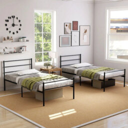 Single Size Bed Frame Modern Platform Bed With Metal Slat Support - thumbnail 6