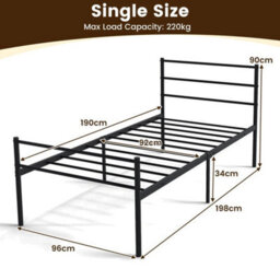 Single Size Bed Frame Modern Platform Bed With Metal Slat Support - thumbnail 2
