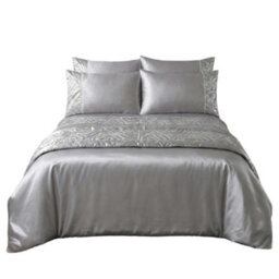 Shimmer Duvet Cover Set Luxury Bedding With Elegant Metallic Finish Silver - thumbnail 2