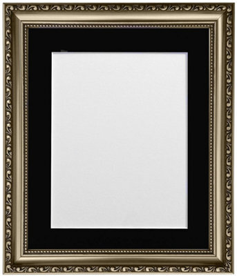 Frames By Post Shabby Chic Gun Metal Frame With Black Mount For Image Size 4 X 3 Inch - image 1